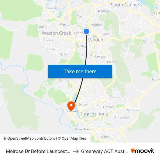 Melrose Dr Before Launceston St to Greenway ACT Australia map