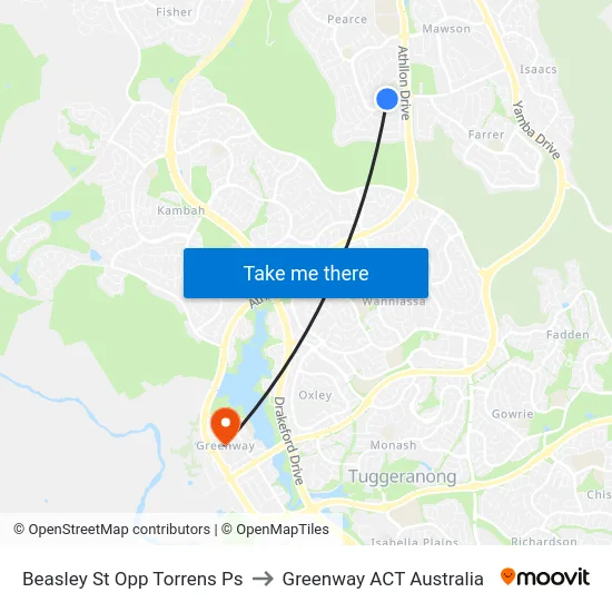 Beasley St Opp Torrens Ps to Greenway ACT Australia map