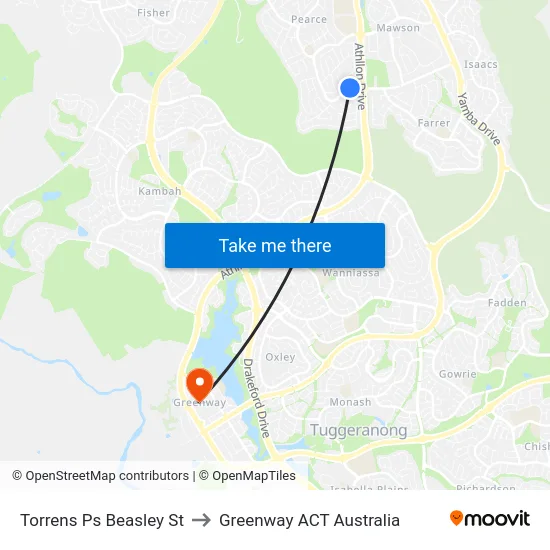 Torrens Ps Beasley St to Greenway ACT Australia map