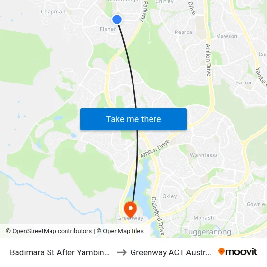 Badimara St After Yambina St to Greenway ACT Australia map