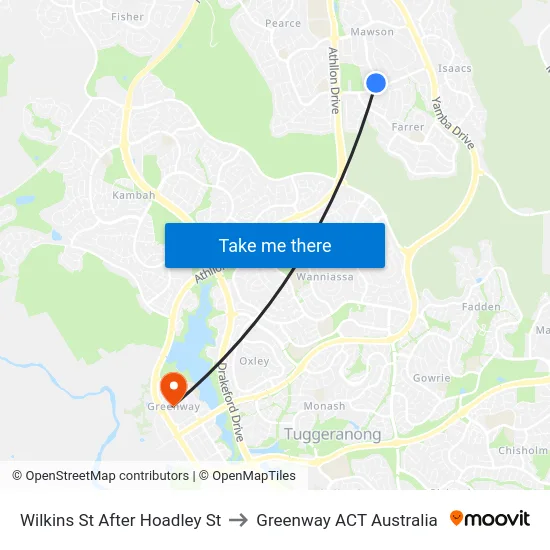 Wilkins St After Hoadley St to Greenway ACT Australia map