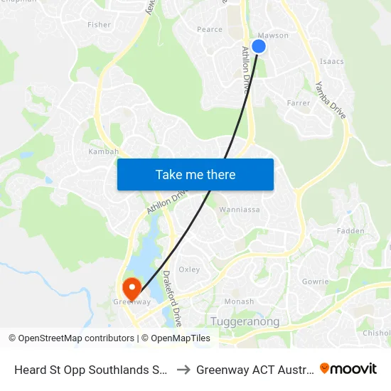 Heard St Opp Southlands Shops to Greenway ACT Australia map