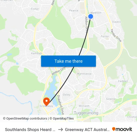 Southlands Shops Heard St to Greenway ACT Australia map