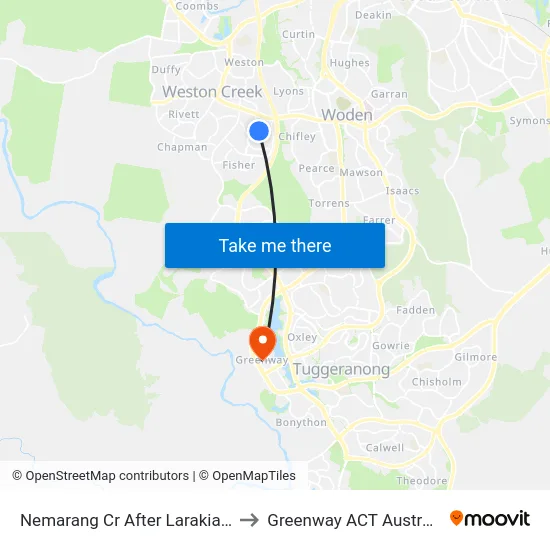 Nemarang Cr After Larakia St to Greenway ACT Australia map