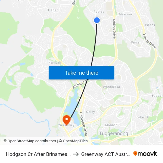 Hodgson Cr After Brinsmead St to Greenway ACT Australia map