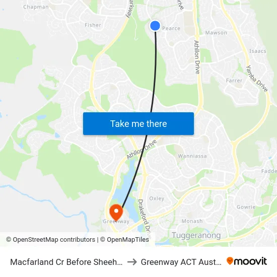 Macfarland Cr Before Sheehan St to Greenway ACT Australia map