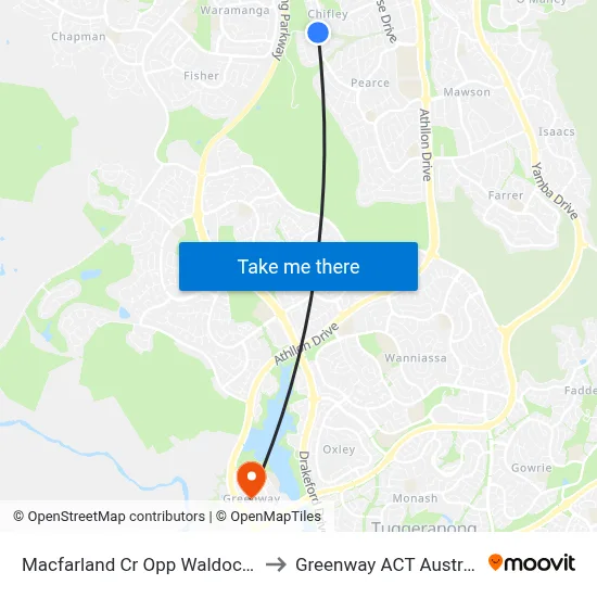 Macfarland Cr Opp Waldock St to Greenway ACT Australia map