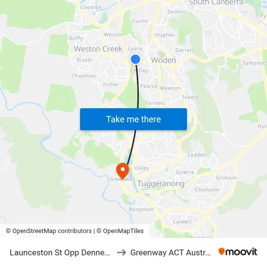 Launceston St Opp Dennes Pl to Greenway ACT Australia map
