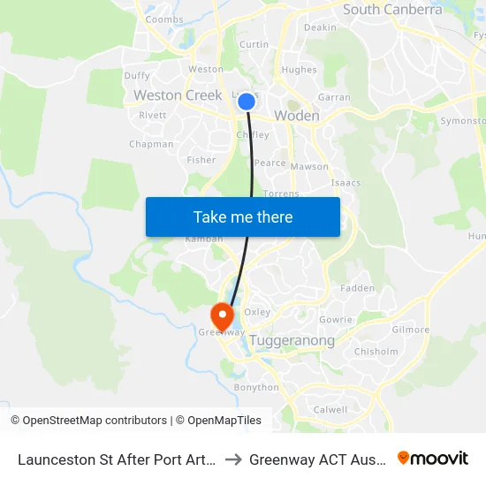 Launceston St After Port Arthur St to Greenway ACT Australia map