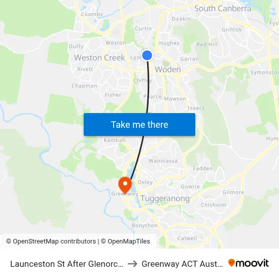 Launceston St After Glenorchy St to Greenway ACT Australia map