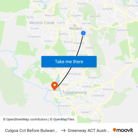 Culgoa Cct Before Bulwarra Cl to Greenway ACT Australia map