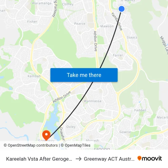 Kareelah Vsta After Gerogery Pl to Greenway ACT Australia map