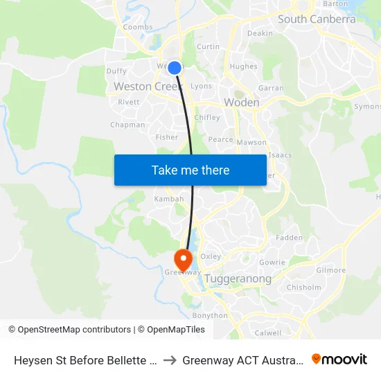 Heysen St Before Bellette St to Greenway ACT Australia map