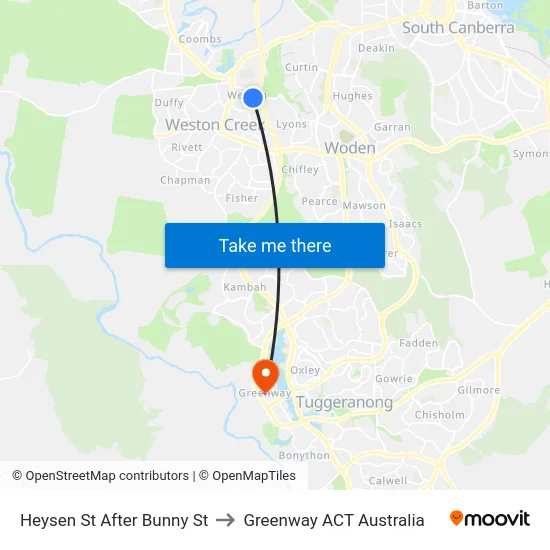 Heysen St After Bunny St to Greenway ACT Australia map