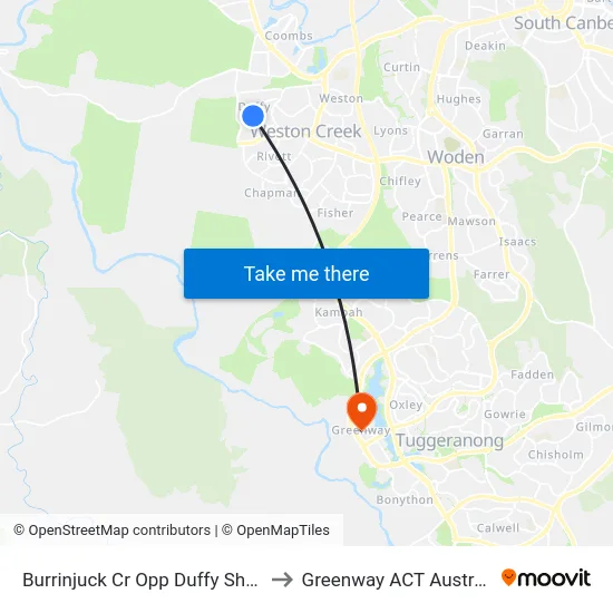 Burrinjuck Cr Opp Duffy Shops to Greenway ACT Australia map