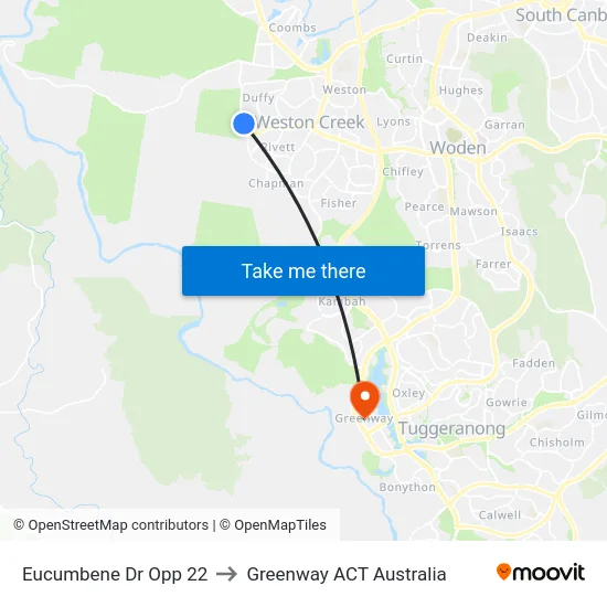 Eucumbene Dr Opp 22 to Greenway ACT Australia map