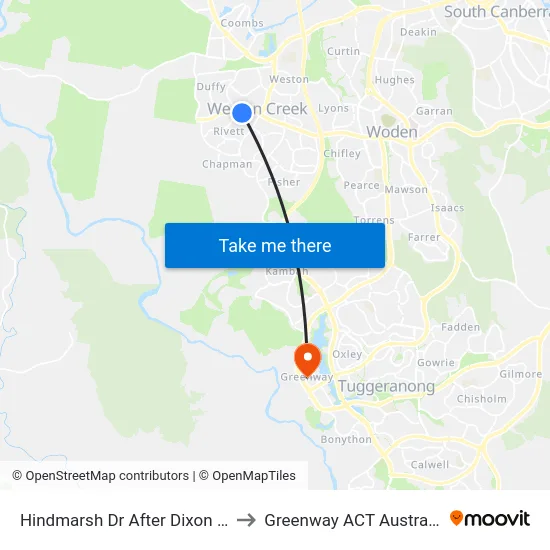 Hindmarsh Dr After Dixon Dr to Greenway ACT Australia map