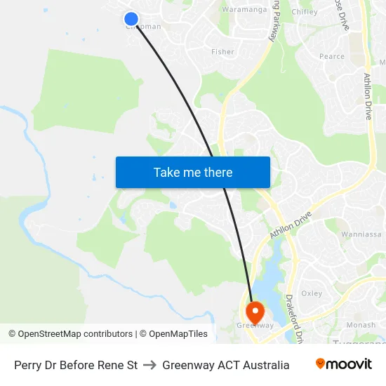 Perry Dr Before Rene St to Greenway ACT Australia map