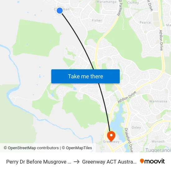 Perry Dr Before Musgrove St to Greenway ACT Australia map