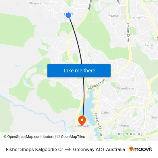 Fisher Shops Kalgoorlie Cr to Greenway ACT Australia map