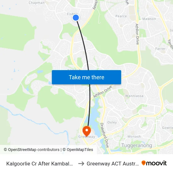 Kalgoorlie Cr After Kambalda Cr to Greenway ACT Australia map