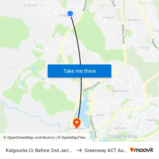 Kalgoorlie Cr Before 2nd Jarrahdale St to Greenway ACT Australia map