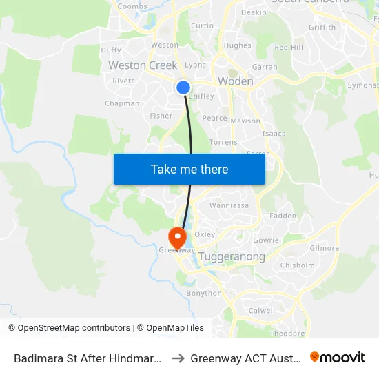 Badimara St After Hindmarsh Dr to Greenway ACT Australia map