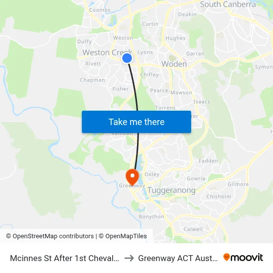 Mcinnes St After 1st Chevalier St to Greenway ACT Australia map