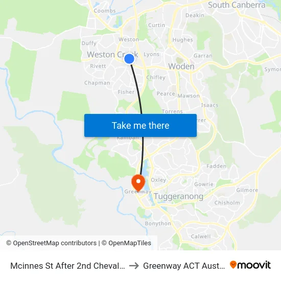 Mcinnes St After 2nd Chevalier St to Greenway ACT Australia map