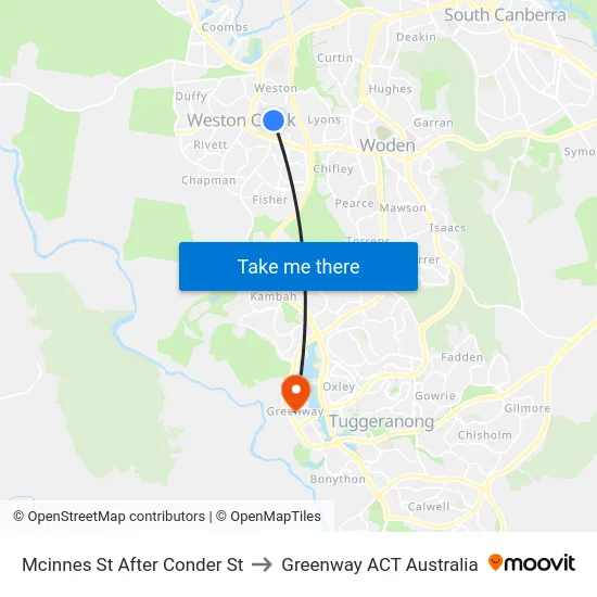 Mcinnes St After Conder St to Greenway ACT Australia map