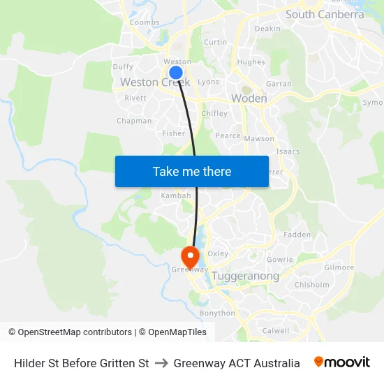 Hilder St Before Gritten St to Greenway ACT Australia map