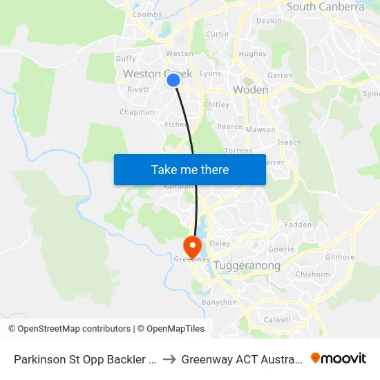 Parkinson St Opp Backler Pl to Greenway ACT Australia map