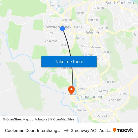 Cooleman Court Interchange Plt 2 to Greenway ACT Australia map