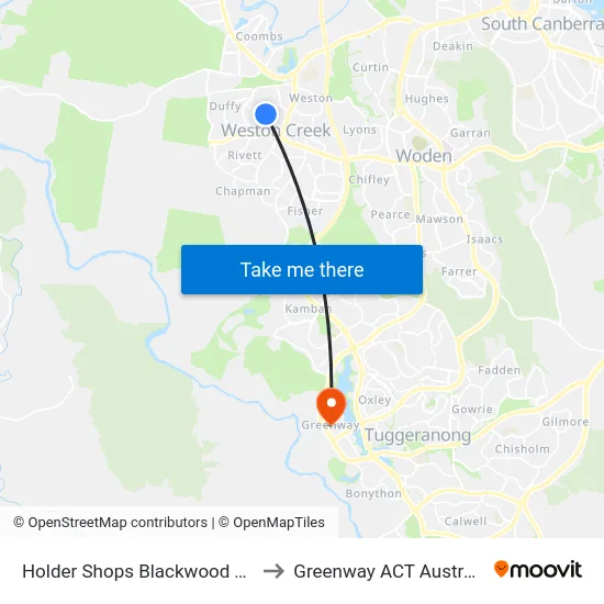 Holder Shops Blackwood Tce to Greenway ACT Australia map