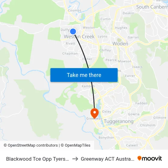 Blackwood Tce Opp Tyers St to Greenway ACT Australia map