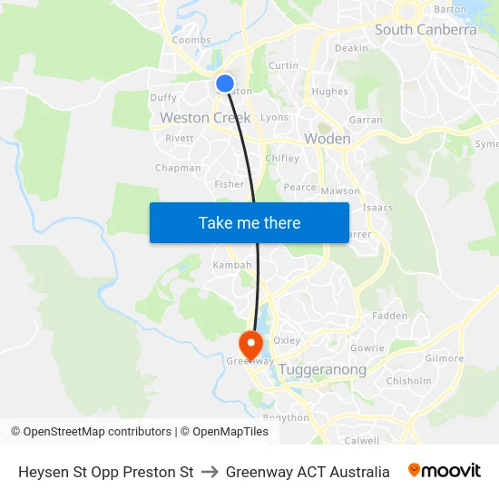 Heysen St Opp Preston St to Greenway ACT Australia map