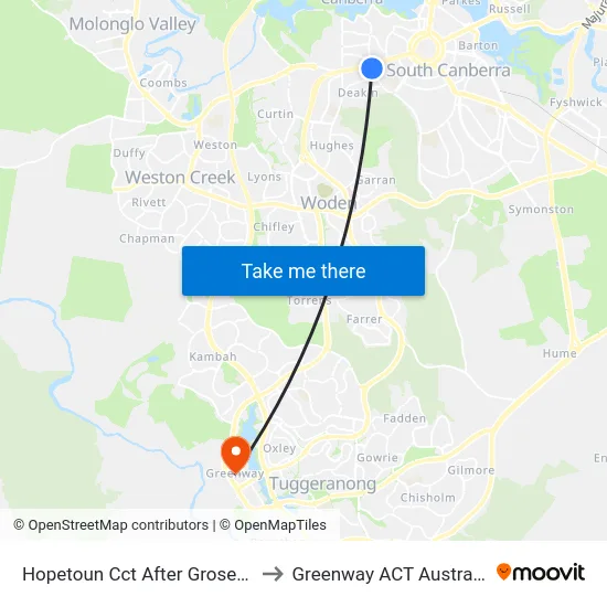 Hopetoun Cct After Grose St to Greenway ACT Australia map