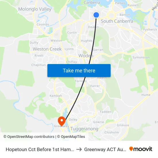 Hopetoun Cct Before 1st Hampton Cct to Greenway ACT Australia map