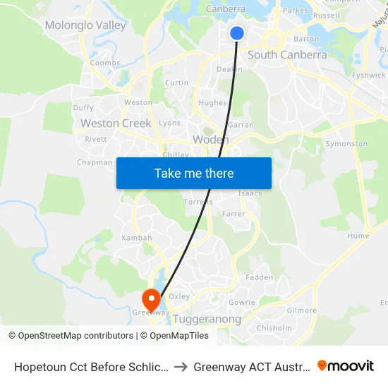 Hopetoun Cct Before Schlich St to Greenway ACT Australia map
