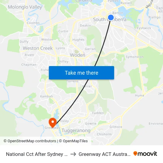 National Cct After Sydney Av to Greenway ACT Australia map