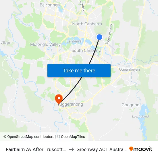 Fairbairn Av After Truscott St to Greenway ACT Australia map