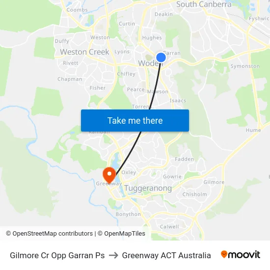 Gilmore Cr Opp Garran Ps to Greenway ACT Australia map
