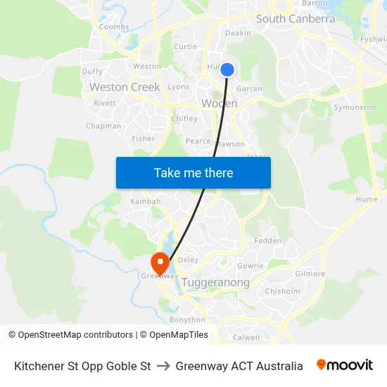 Kitchener St Opp Goble St to Greenway ACT Australia map