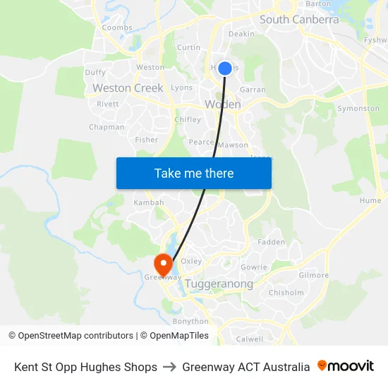 Kent St Opp Hughes Shops to Greenway ACT Australia map