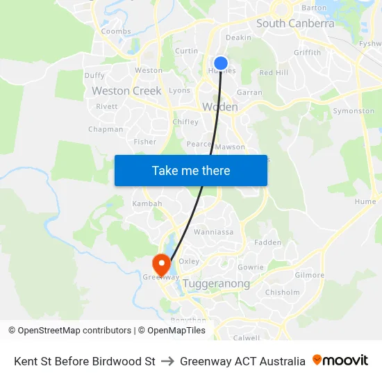 Kent St Before Birdwood St to Greenway ACT Australia map