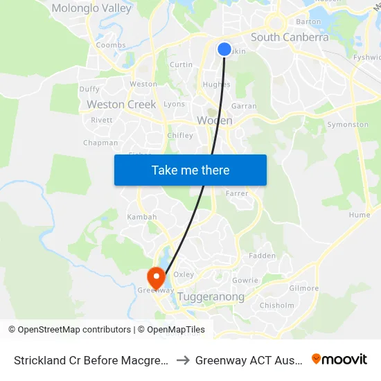 Strickland Cr Before Macgregor St to Greenway ACT Australia map