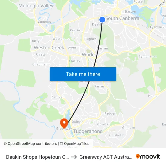 Deakin Shops Hopetoun Cct to Greenway ACT Australia map