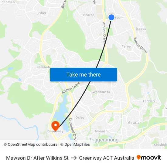 Mawson Dr After Wilkins St to Greenway ACT Australia map