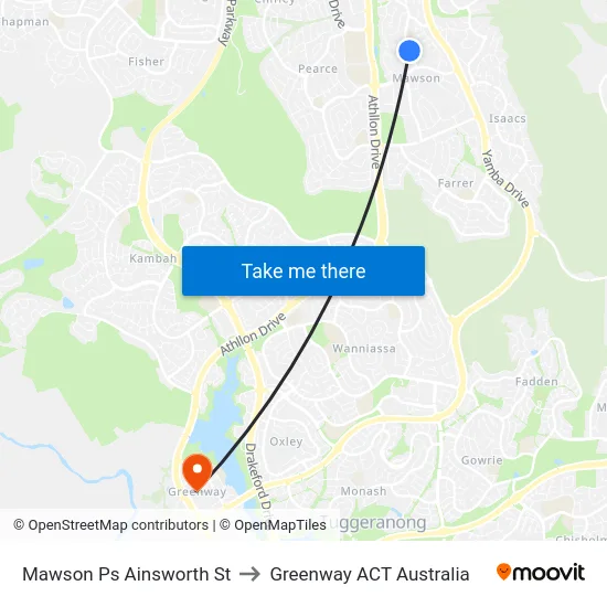 Mawson Ps Ainsworth St to Greenway ACT Australia map