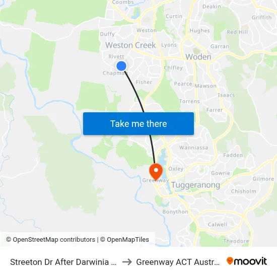 Streeton Dr After Darwinia Tce to Greenway ACT Australia map